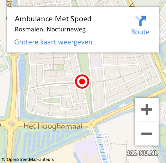 Locatie op kaart van de 112 melding: Ambulance Met Spoed Naar Rosmalen, Nocturneweg op 11 augustus 2014 22:12