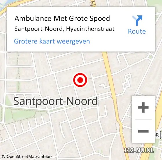Locatie op kaart van de 112 melding: Ambulance Met Grote Spoed Naar Santpoort-Noord, Hyacinthenstraat op 12 januari 2023 15:46