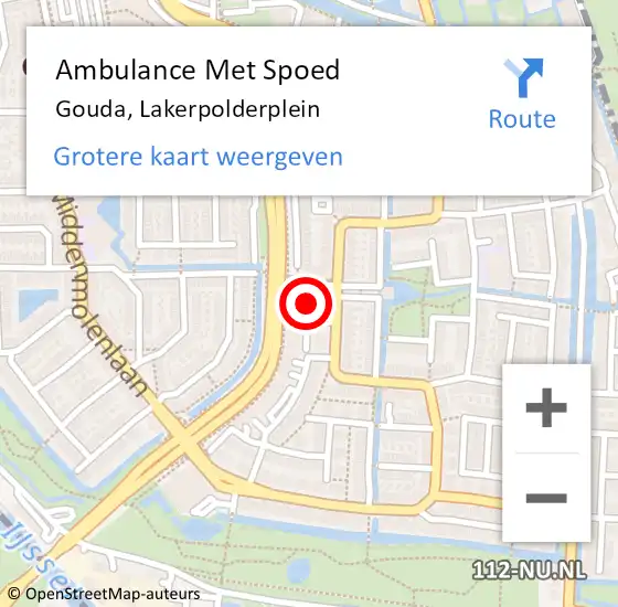 Locatie op kaart van de 112 melding: Ambulance Met Spoed Naar Gouda, Lakerpolderplein op 12 januari 2023 15:48