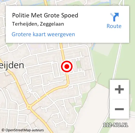 Locatie op kaart van de 112 melding: Politie Met Grote Spoed Naar Terheijden, Zeggelaan op 12 januari 2023 16:10