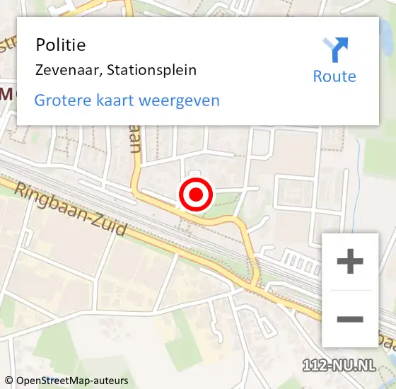 Locatie op kaart van de 112 melding: Politie Zevenaar, Stationsplein op 12 januari 2023 16:13