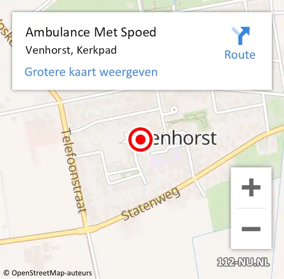 Locatie op kaart van de 112 melding: Ambulance Met Spoed Naar Venhorst, Kerkpad op 11 augustus 2014 22:22