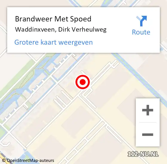 Locatie op kaart van de 112 melding: Brandweer Met Spoed Naar Waddinxveen, Dirk Verheulweg op 12 januari 2023 17:08