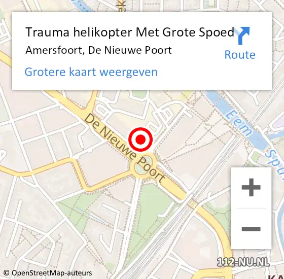 Locatie op kaart van de 112 melding: Trauma helikopter Met Grote Spoed Naar Amersfoort, De Nieuwe Poort op 12 januari 2023 17:08