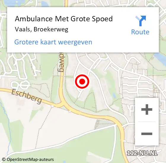 Locatie op kaart van de 112 melding: Ambulance Met Grote Spoed Naar Vaals, Broekerweg op 11 augustus 2014 22:37