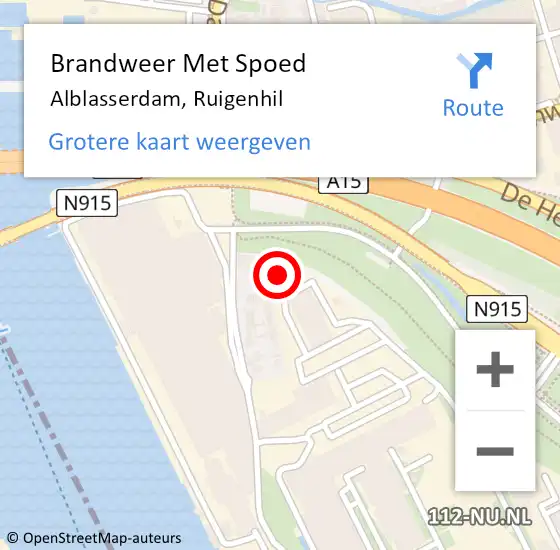 Locatie op kaart van de 112 melding: Brandweer Met Spoed Naar Alblasserdam, Ruigenhil op 12 januari 2023 17:21