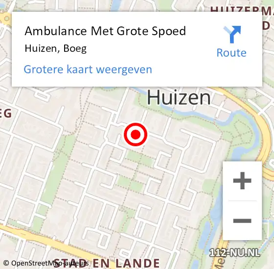 Locatie op kaart van de 112 melding: Ambulance Met Grote Spoed Naar Huizen, Boeg op 11 augustus 2014 22:41