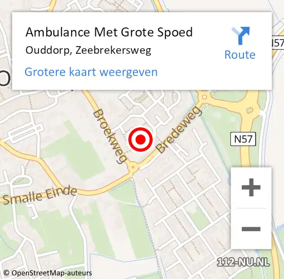 Locatie op kaart van de 112 melding: Ambulance Met Grote Spoed Naar Ouddorp, Zeebrekersweg op 12 januari 2023 17:36