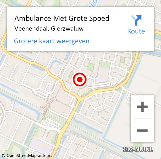 Locatie op kaart van de 112 melding: Ambulance Met Grote Spoed Naar Veenendaal, Gierzwaluw op 11 augustus 2014 22:44