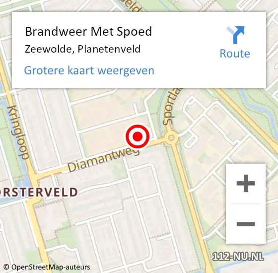 Locatie op kaart van de 112 melding: Brandweer Met Spoed Naar Zeewolde, Planetenveld op 12 januari 2023 17:45