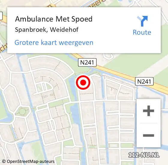 Locatie op kaart van de 112 melding: Ambulance Met Spoed Naar Spanbroek, Weidehof op 12 januari 2023 17:49