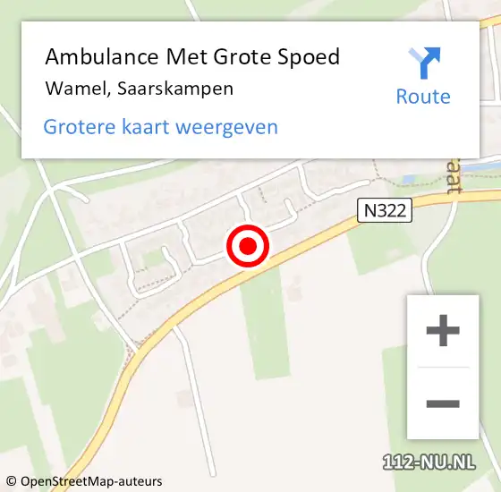 Locatie op kaart van de 112 melding: Ambulance Met Grote Spoed Naar Wamel, Saarskampen op 12 januari 2023 17:55