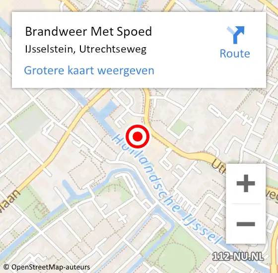 Locatie op kaart van de 112 melding: Brandweer Met Spoed Naar IJsselstein, Utrechtseweg op 12 januari 2023 17:59