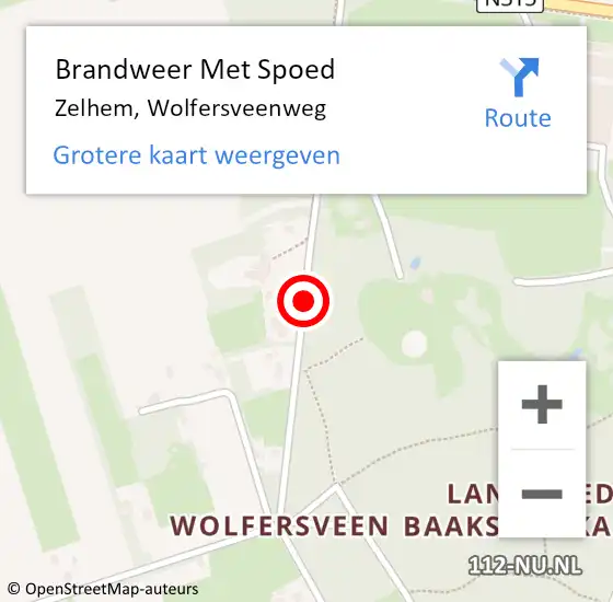 Locatie op kaart van de 112 melding: Brandweer Met Spoed Naar Zelhem, Wolfersveenweg op 12 januari 2023 18:13