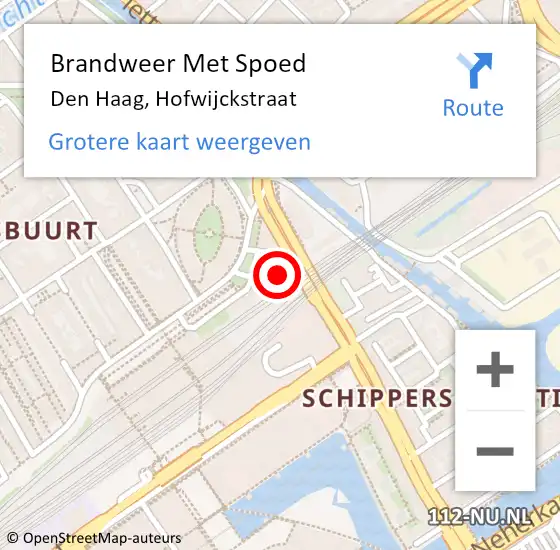 Locatie op kaart van de 112 melding: Brandweer Met Spoed Naar Den Haag, Hofwijckstraat op 12 januari 2023 18:14