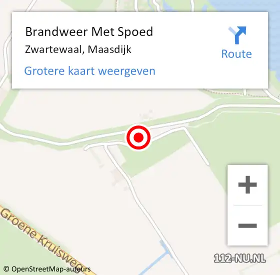Locatie op kaart van de 112 melding: Brandweer Met Spoed Naar Zwartewaal, Maasdijk op 12 januari 2023 18:16