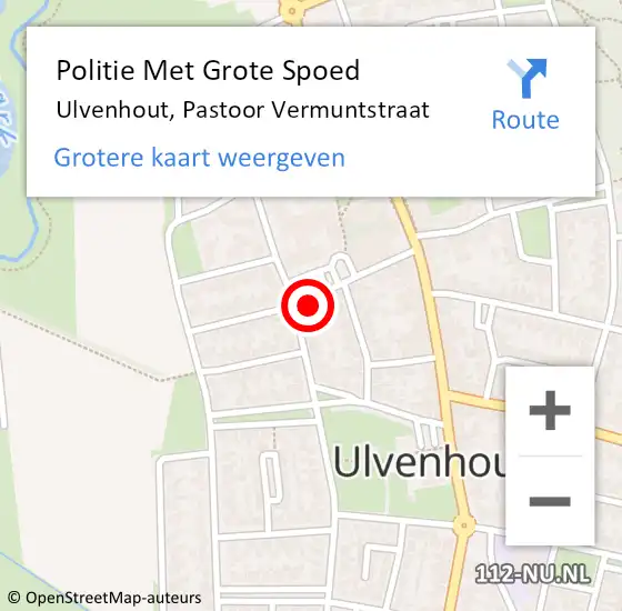 Locatie op kaart van de 112 melding: Politie Met Grote Spoed Naar Ulvenhout, Pastoor Vermuntstraat op 12 januari 2023 18:21