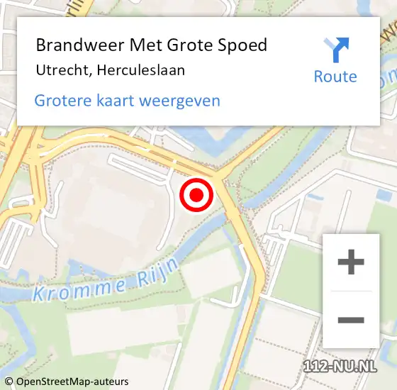 Locatie op kaart van de 112 melding: Brandweer Met Grote Spoed Naar Utrecht, Herculeslaan op 12 januari 2023 18:23