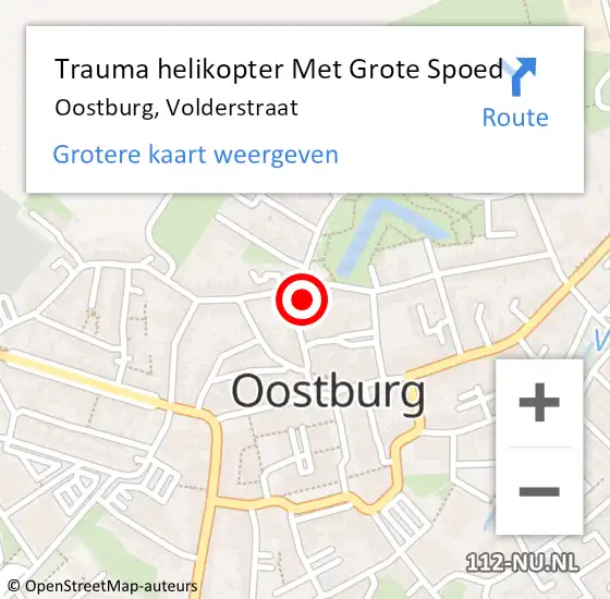 Locatie op kaart van de 112 melding: Trauma helikopter Met Grote Spoed Naar Oostburg, Volderstraat op 12 januari 2023 18:32