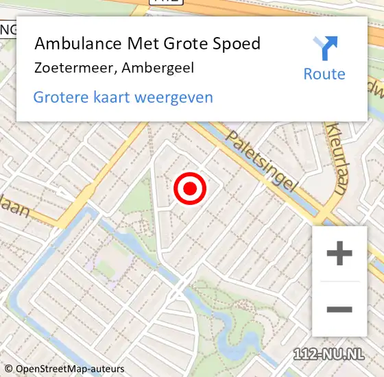 Locatie op kaart van de 112 melding: Ambulance Met Grote Spoed Naar Zoetermeer, Ambergeel op 12 januari 2023 18:39