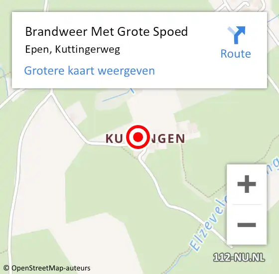 Locatie op kaart van de 112 melding: Brandweer Met Grote Spoed Naar Epen, Kuttingerweg op 12 januari 2023 18:55