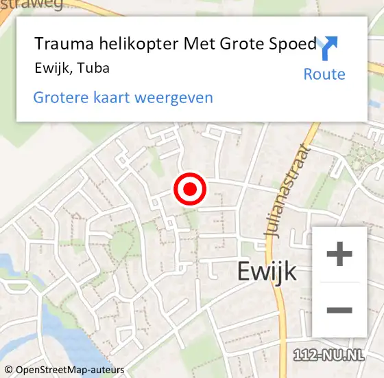 Locatie op kaart van de 112 melding: Trauma helikopter Met Grote Spoed Naar Ewijk, Tuba op 12 januari 2023 19:05