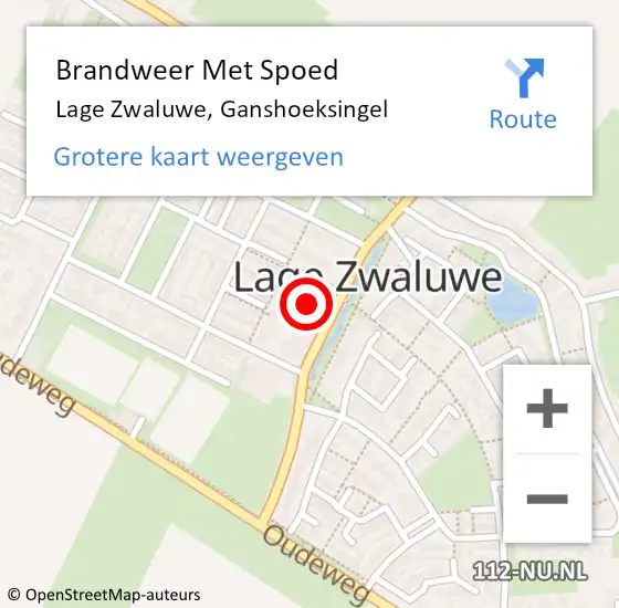 Locatie op kaart van de 112 melding: Brandweer Met Spoed Naar Lage Zwaluwe, Ganshoeksingel op 12 januari 2023 19:35