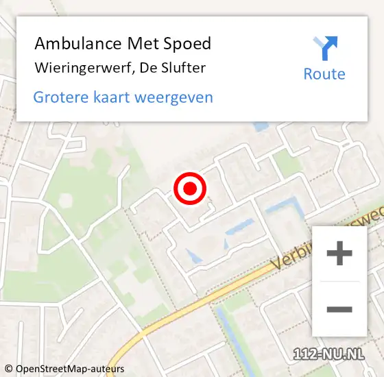 Locatie op kaart van de 112 melding: Ambulance Met Spoed Naar Wieringerwerf, De Slufter op 12 januari 2023 19:48