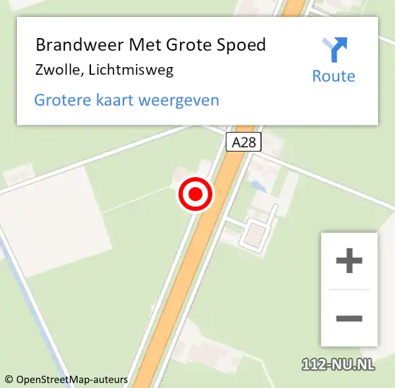 Locatie op kaart van de 112 melding: Brandweer Met Grote Spoed Naar Zwolle, Lichtmisweg op 12 januari 2023 19:50