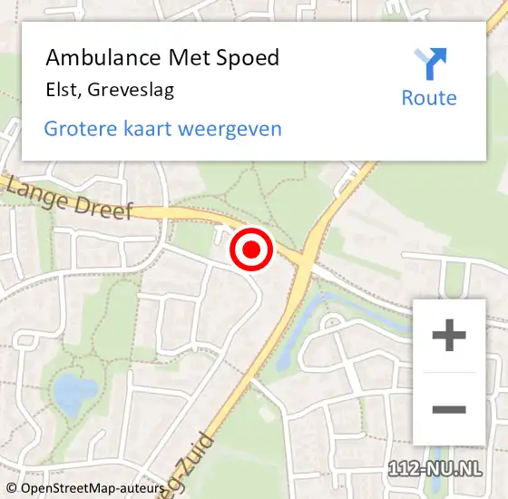 Locatie op kaart van de 112 melding: Ambulance Met Spoed Naar Elst, Greveslag op 12 januari 2023 20:20