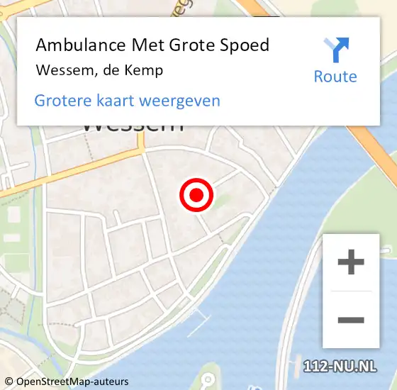 Locatie op kaart van de 112 melding: Ambulance Met Grote Spoed Naar Wessem, de Kemp op 12 januari 2023 20:25