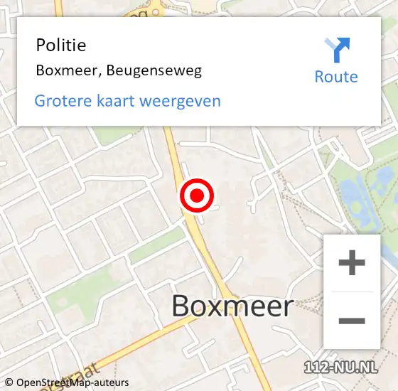 Locatie op kaart van de 112 melding: Politie Boxmeer, Beugenseweg op 12 januari 2023 21:04