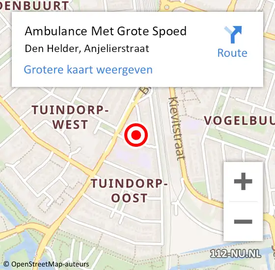 Locatie op kaart van de 112 melding: Ambulance Met Grote Spoed Naar Den Helder, Anjelierstraat op 12 januari 2023 21:21