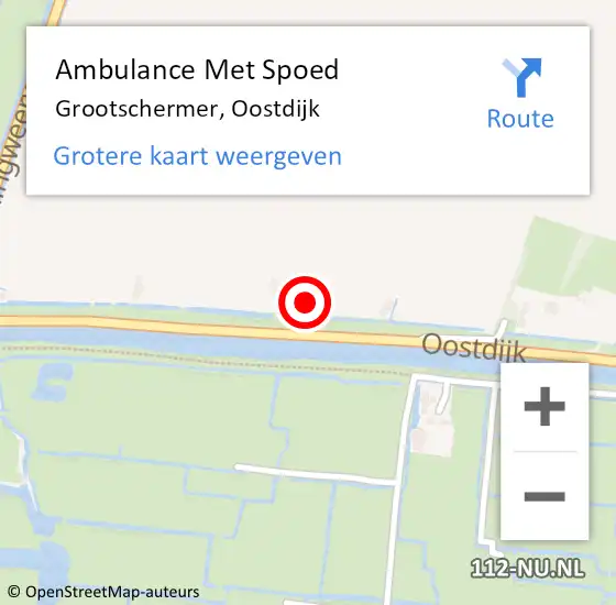 Locatie op kaart van de 112 melding: Ambulance Met Spoed Naar Grootschermer, Oostdijk op 12 januari 2023 21:37