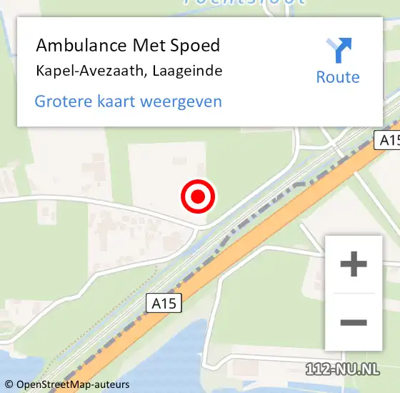 Locatie op kaart van de 112 melding: Ambulance Met Spoed Naar Kapel-Avezaath, Laageinde op 12 januari 2023 21:39
