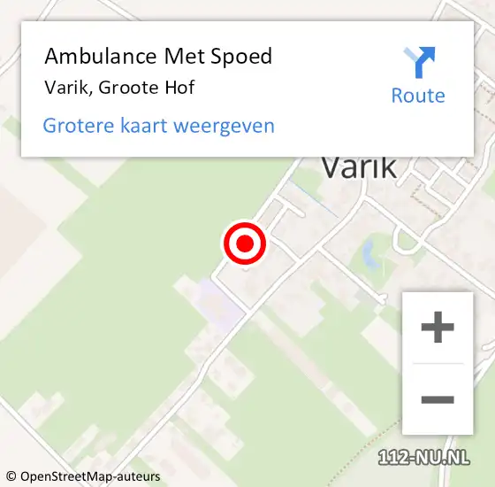 Locatie op kaart van de 112 melding: Ambulance Met Spoed Naar Varik, Groote Hof op 12 januari 2023 21:39