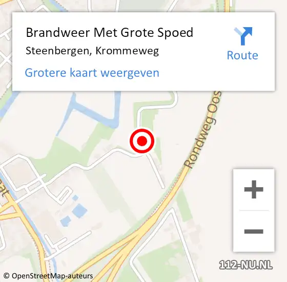 Locatie op kaart van de 112 melding: Brandweer Met Grote Spoed Naar Steenbergen, Krommeweg op 12 januari 2023 21:40