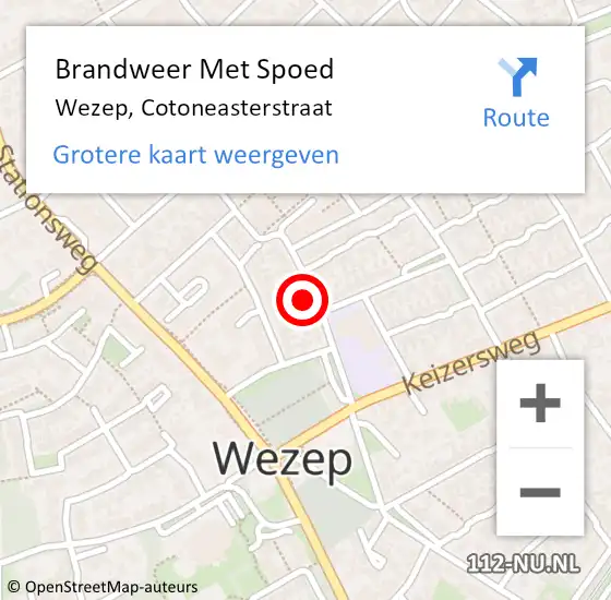 Locatie op kaart van de 112 melding: Brandweer Met Spoed Naar Wezep, Cotoneasterstraat op 12 januari 2023 21:42