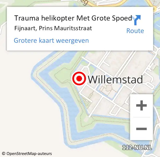 Locatie op kaart van de 112 melding: Trauma helikopter Met Grote Spoed Naar Fijnaart, Prins Mauritsstraat op 12 januari 2023 21:54