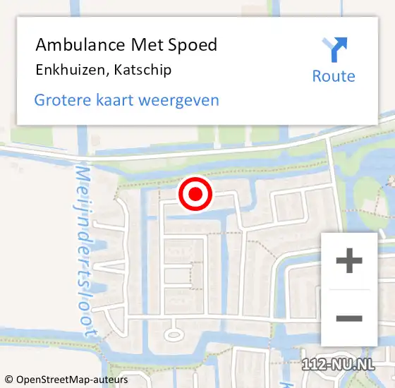 Locatie op kaart van de 112 melding: Ambulance Met Spoed Naar Enkhuizen, Katschip op 12 januari 2023 22:01