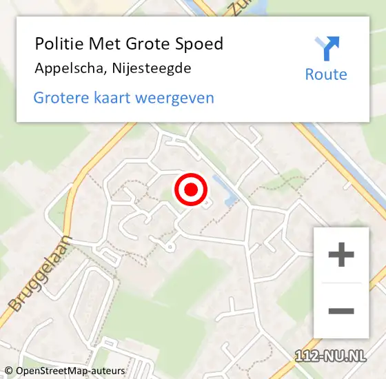 Locatie op kaart van de 112 melding: Politie Met Grote Spoed Naar Appelscha, Nijesteegde op 12 januari 2023 22:01