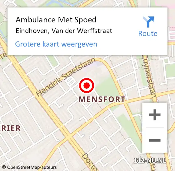 Locatie op kaart van de 112 melding: Ambulance Met Spoed Naar Eindhoven, Van der Werffstraat op 11 augustus 2014 23:25