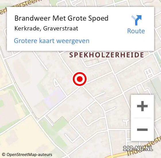 Locatie op kaart van de 112 melding: Brandweer Met Grote Spoed Naar Kerkrade, Graverstraat op 12 januari 2023 23:08