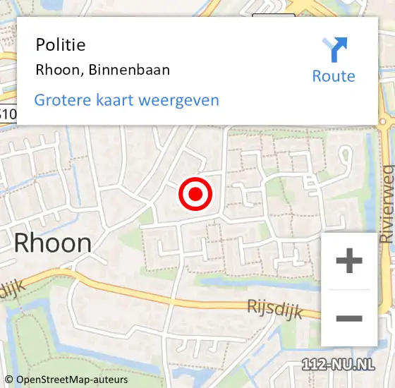 Locatie op kaart van de 112 melding: Politie Rhoon, Binnenbaan op 12 januari 2023 23:12