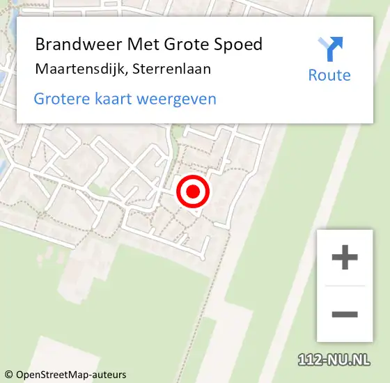 Locatie op kaart van de 112 melding: Brandweer Met Grote Spoed Naar Maartensdijk, Sterrenlaan op 12 januari 2023 23:58