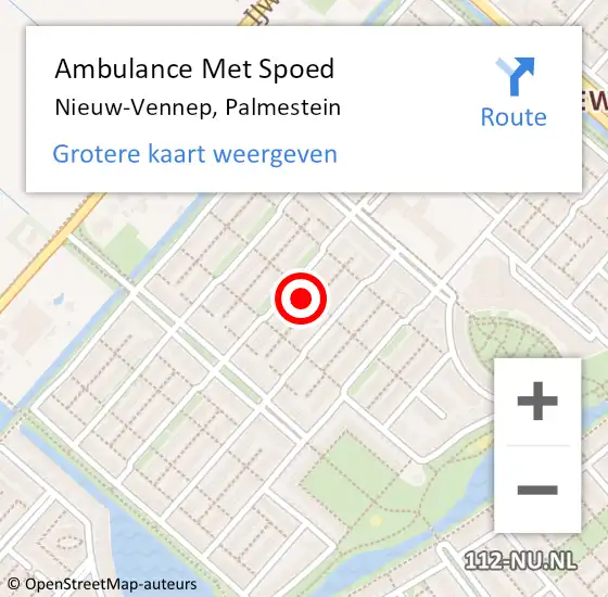 Locatie op kaart van de 112 melding: Ambulance Met Spoed Naar Nieuw-Vennep, Palmestein op 13 januari 2023 00:10