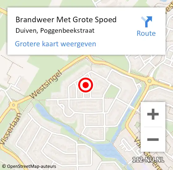 Locatie op kaart van de 112 melding: Brandweer Met Grote Spoed Naar Duiven, Poggenbeekstraat op 13 januari 2023 00:50