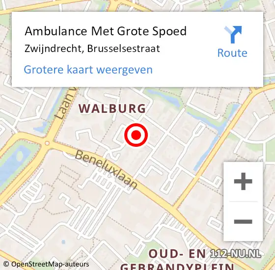 Locatie op kaart van de 112 melding: Ambulance Met Grote Spoed Naar Zwijndrecht, Brusselsestraat op 13 januari 2023 00:59