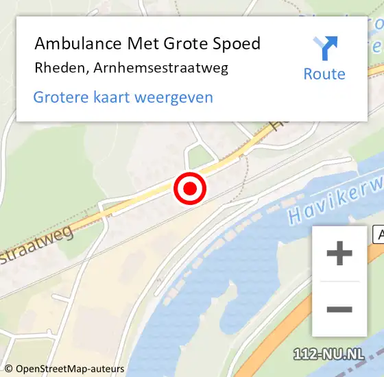 Locatie op kaart van de 112 melding: Ambulance Met Grote Spoed Naar Rheden, Arnhemsestraatweg op 13 januari 2023 01:26