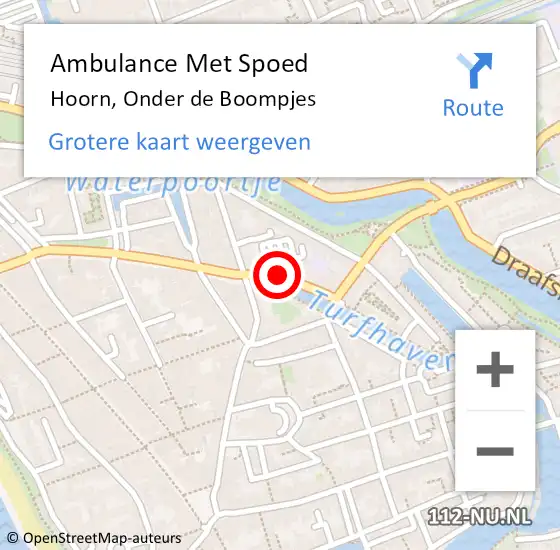 Locatie op kaart van de 112 melding: Ambulance Met Spoed Naar Hoorn, Onder de Boompjes op 13 januari 2023 01:41